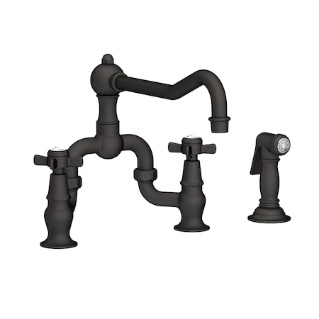 Newport Brass Kitchen Bridge Faucet With Side Spray in Flat Black 9451-1-56